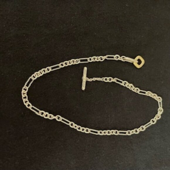 David Yurman Sterling Silver and 18K yellow gold Figaro Chain Link Necklace - Picture 3 of 10